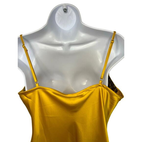 River Island Petite Lace Cowl Neck Butter Yellow Slip Dress Midi Feminine - Picture 8 of 11